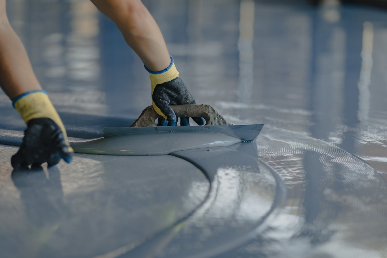 Close-up of precision epoxy coating application