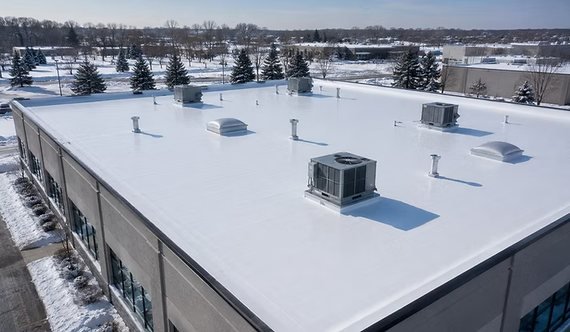 Aerial view of a completed heat-proofed rooftop