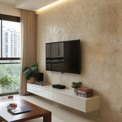 Premium textured living room wall