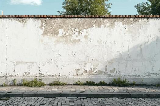 Raw, weathered wall surface before treatment